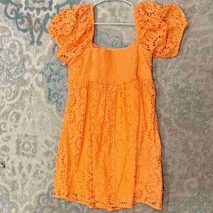 Orange Eyelet Kids Dress
